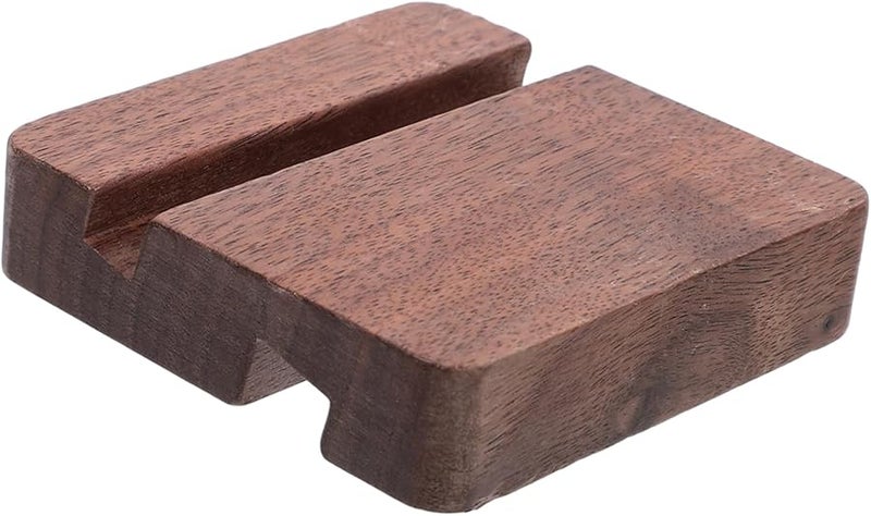Wooden Phone Stand Dual Slot Holder For All Smartphones Tablets Desk Portable - Image 1